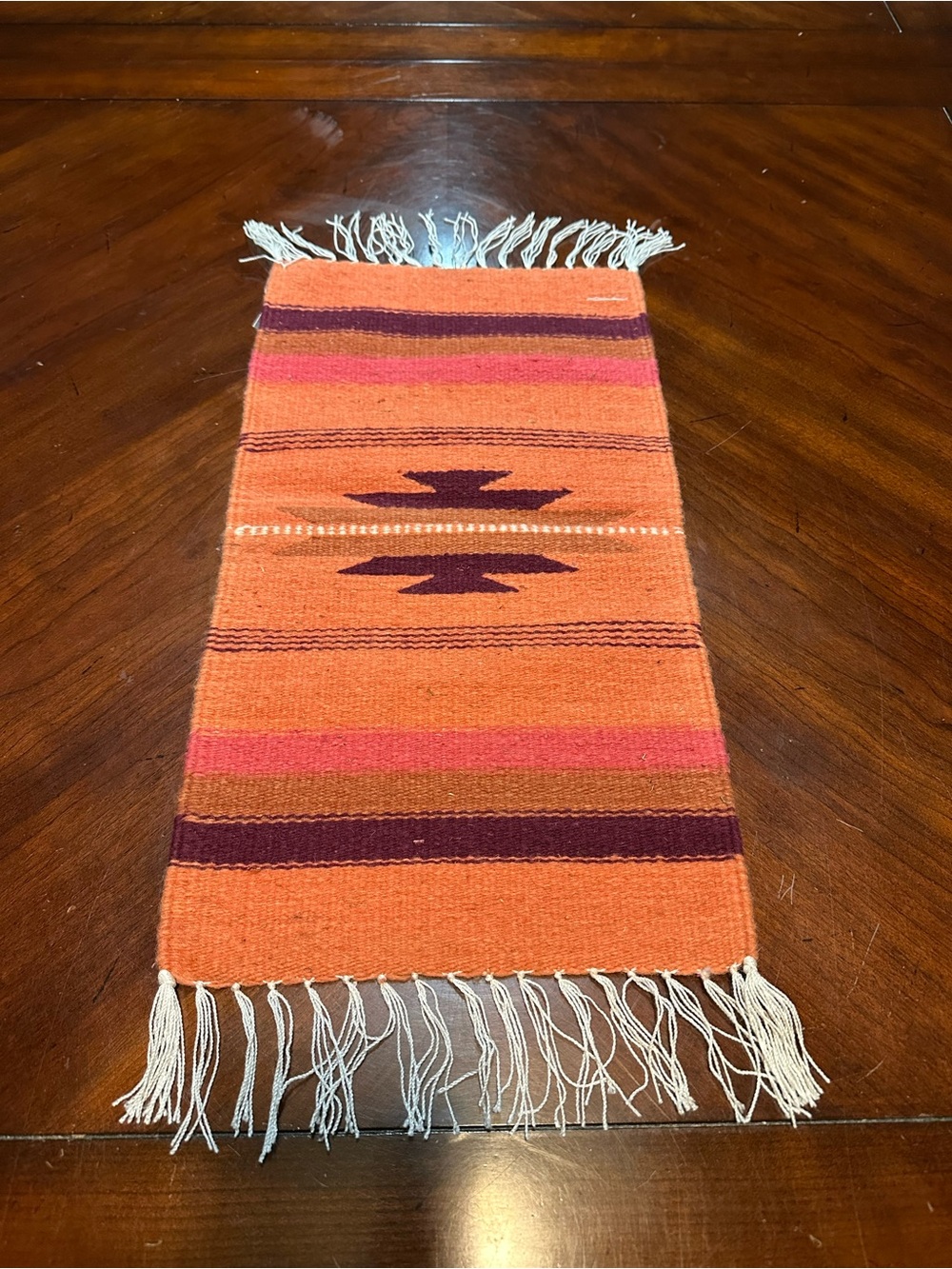 El Paso Saddle Blanket Co 10x20” Rug Runner Dresser Scarf Pink Southwest Wool